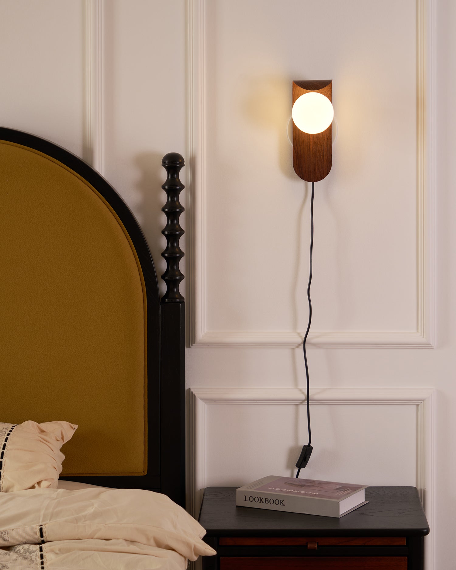 Wall Light – LED Walnut & Wood Globe Lamp