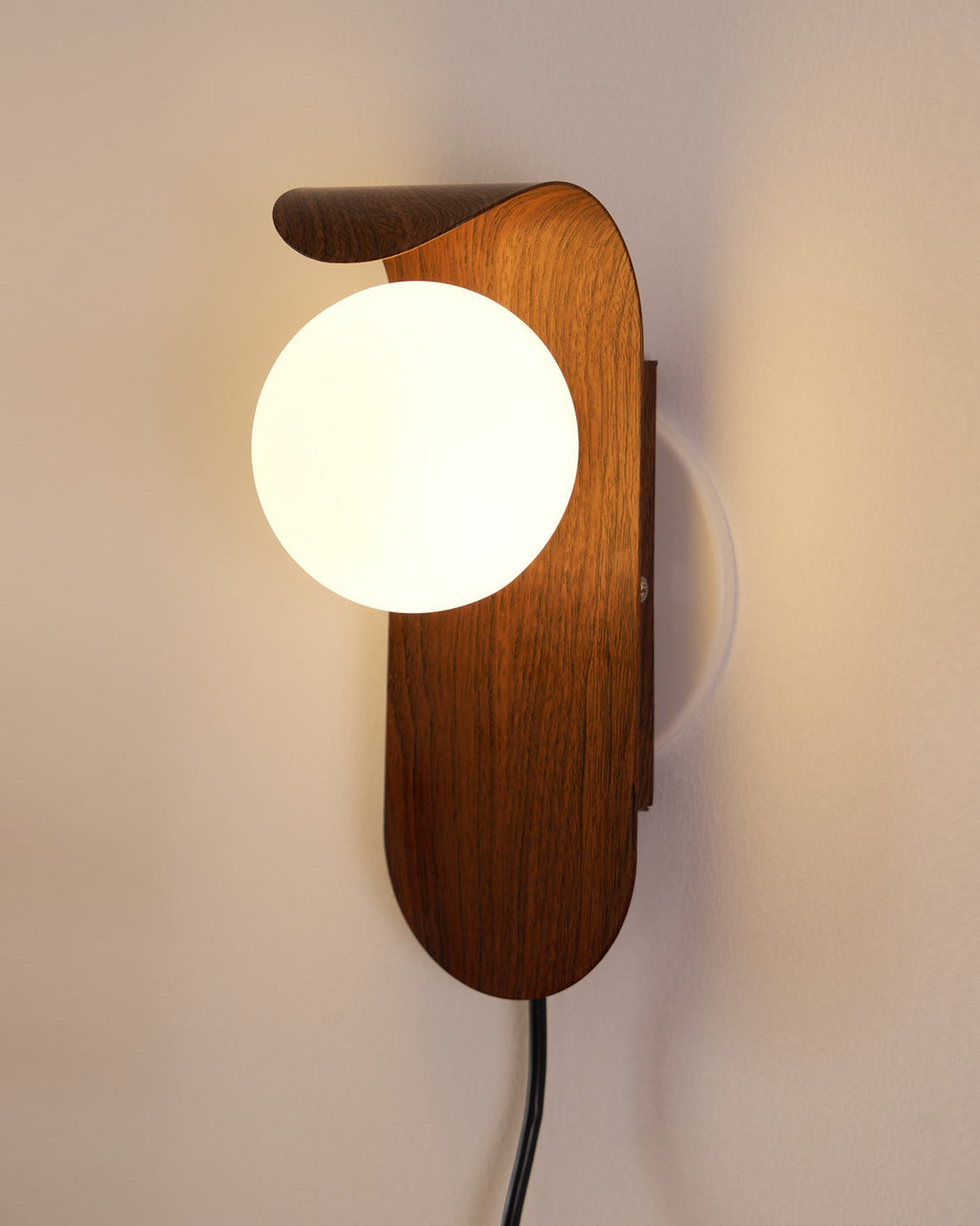 Wall Light – LED Walnut & Wood Globe Lamp