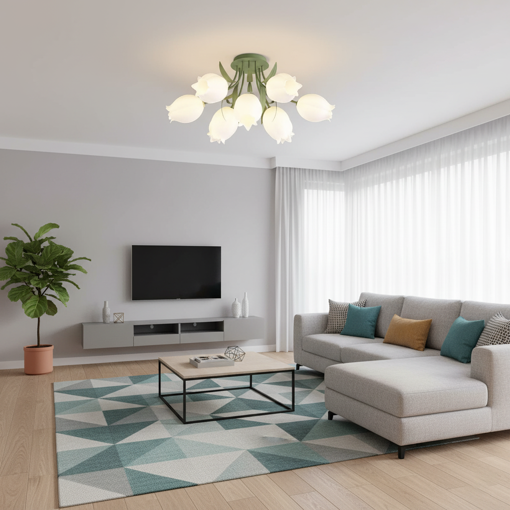 Ceiling Light – Floral LED Lily Lamp in Cream Finish