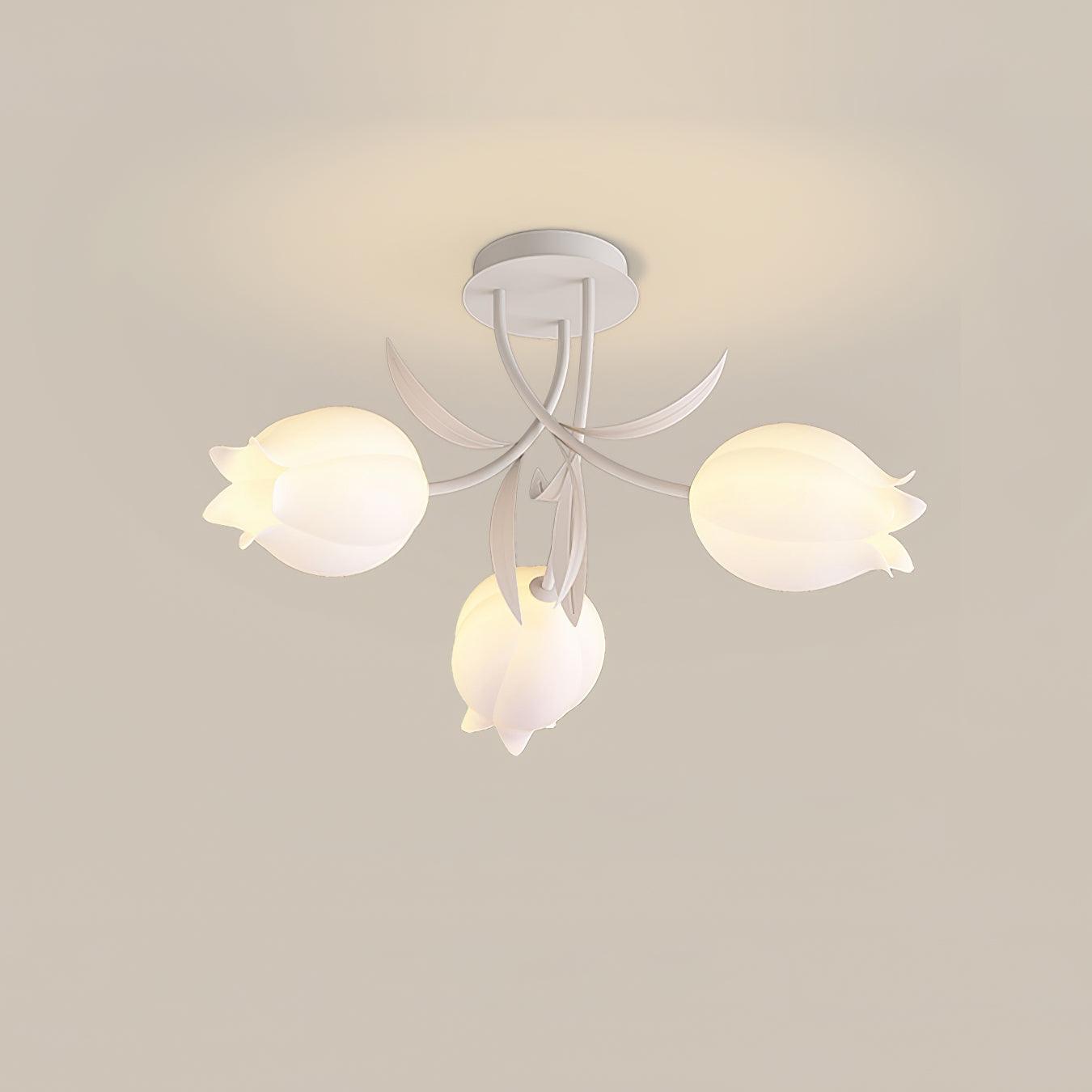 Ceiling Light – Floral LED Lily Lamp in Cream Finish