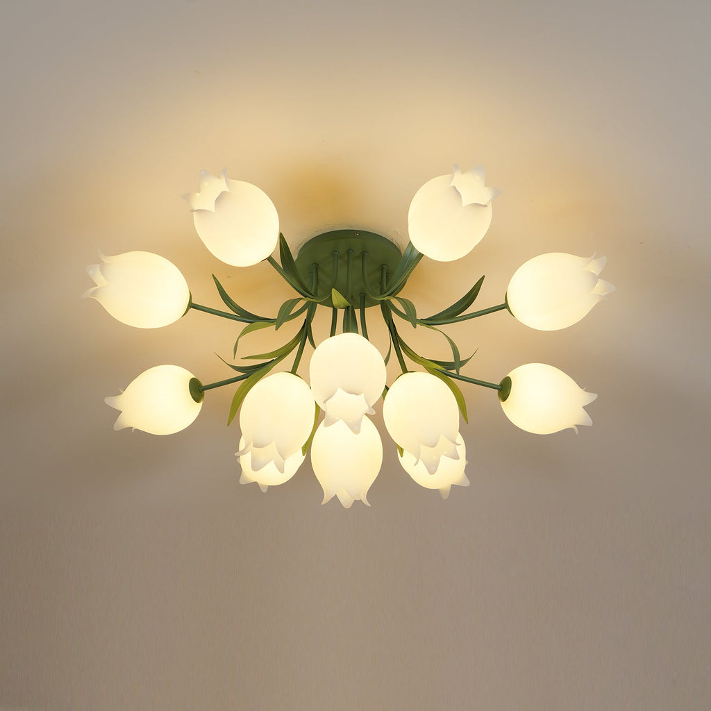 Ceiling Light – Floral LED Lily Lamp in Cream Finish