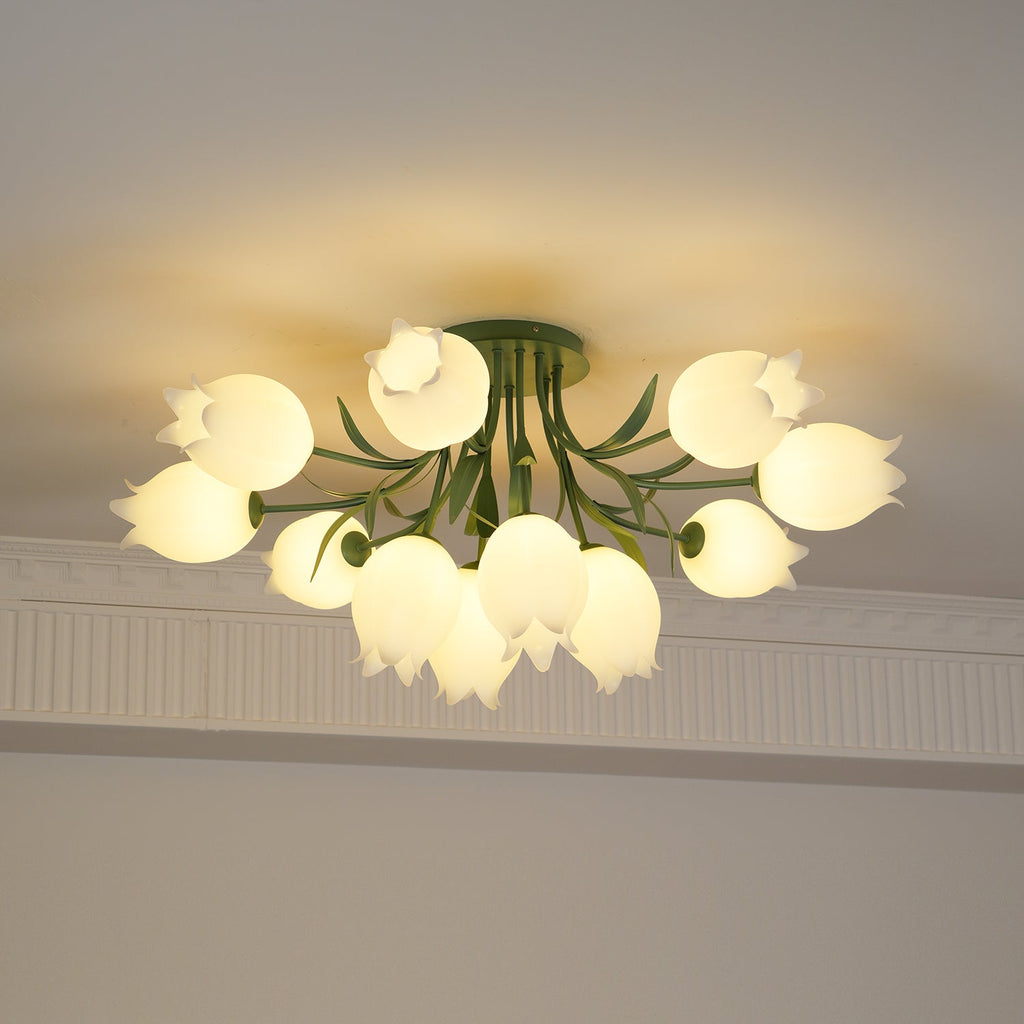 Ceiling Light – Floral LED Lily Lamp in Cream Finish