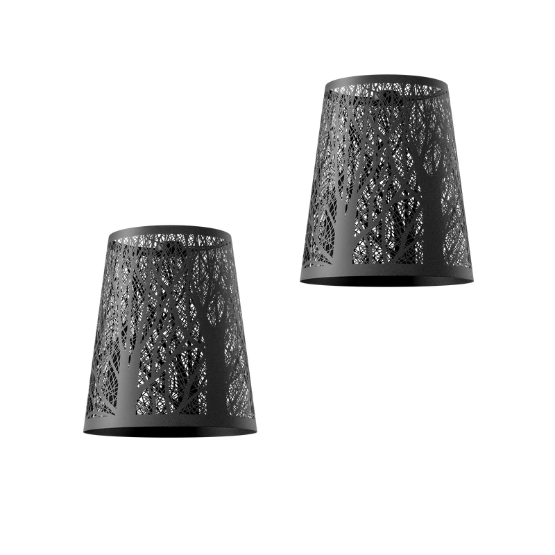 Lamp Shades – Black Metal Tree Engraved Decorative Shades (Set of 2)